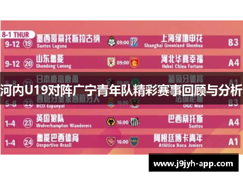 河内U19对阵广宁青年队精彩赛事回顾与分析